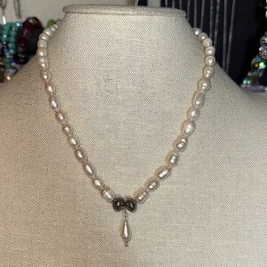 Baroque Pearl Necklace with Silver Accents